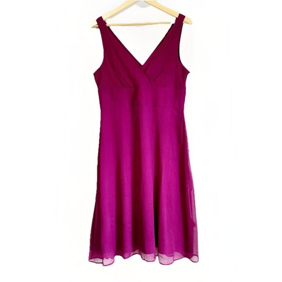 J. Crew Silk Crepe Magenta A-Line Empire Waist Dress Size 16 Y2K Fairy Babydoll - Picture 3 of 11